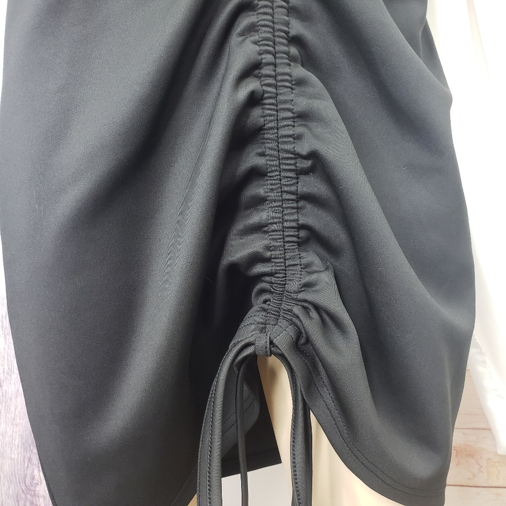 Black Rouched and Ruffled Cocktail Dress by Bloom Chic - Picture 6 of 13